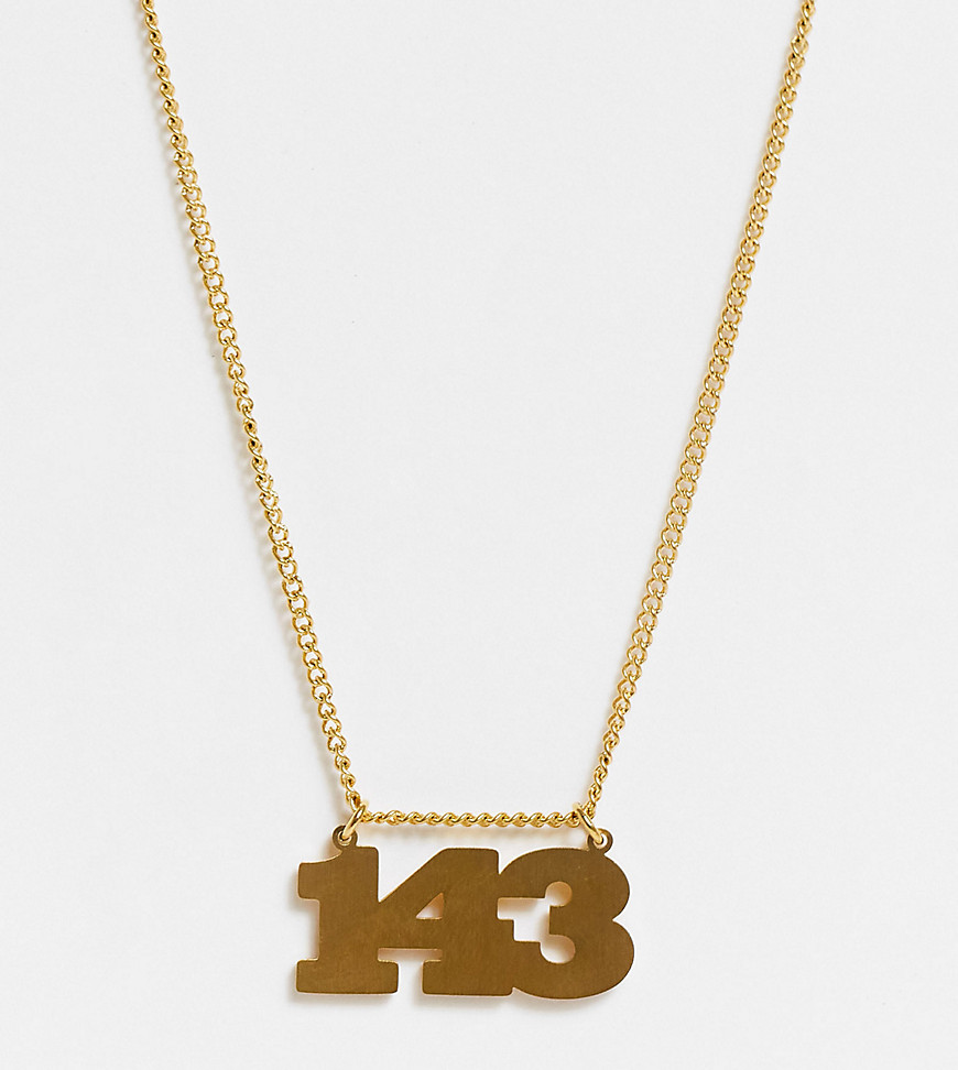 Hoops And Chains Hoops + Chains Ldn Necklace With '143 I Love You' Slogan In 18k Gold Waterproof Plating