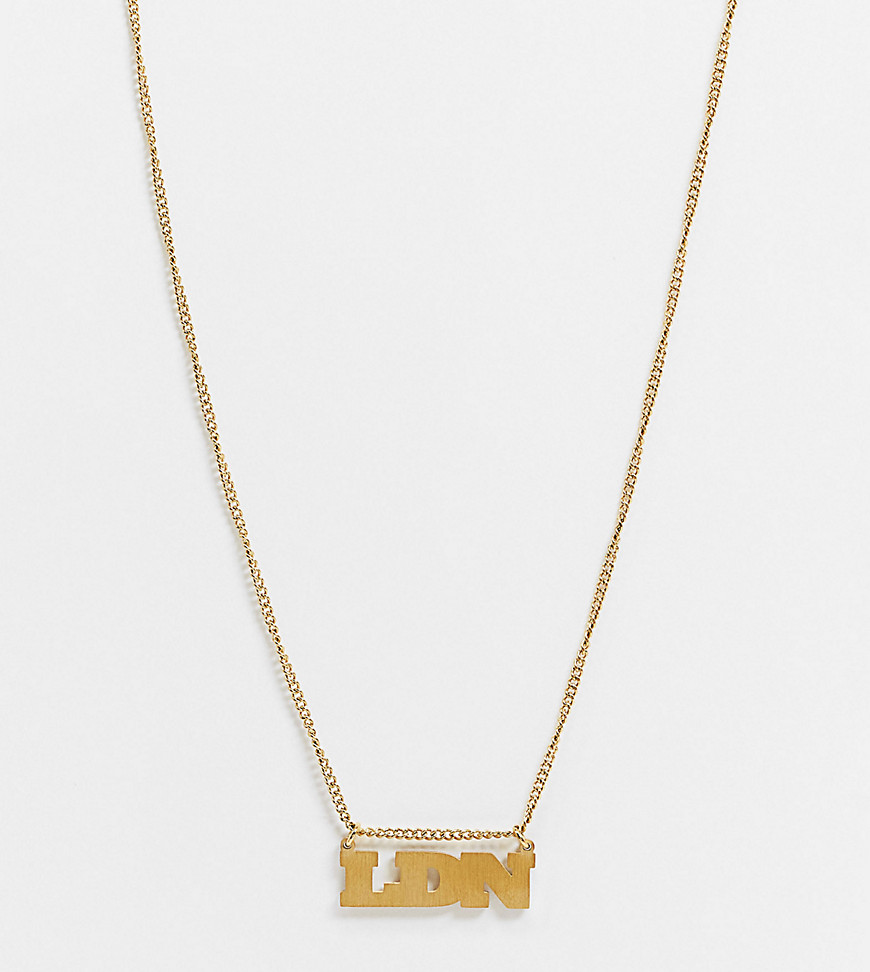 Hoops And Chains Hoops + Chains Ldn Necklace With 'london' Slogan In 18k Gold Waterproof Plating