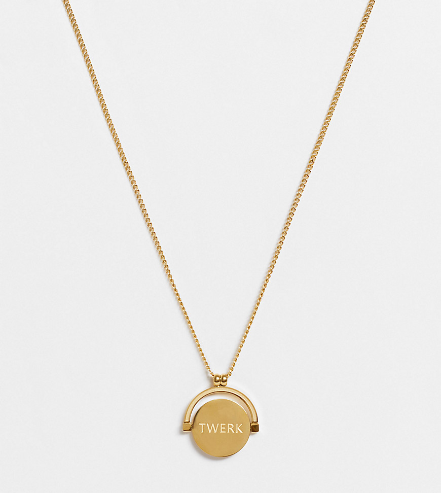 Hoops And Chains Hoops + Chains Ldn Necklace With 'work Twerk' Spinner In 18k Gold Waterproof Plating