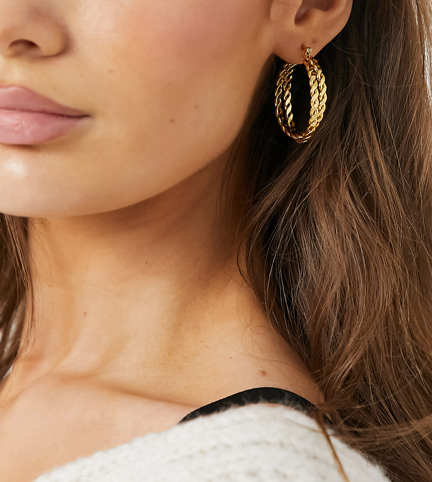 Hoops And Chains Hoops + Chains Ldn Twisted Link Earrings In 18k Gold Waterproof Plating