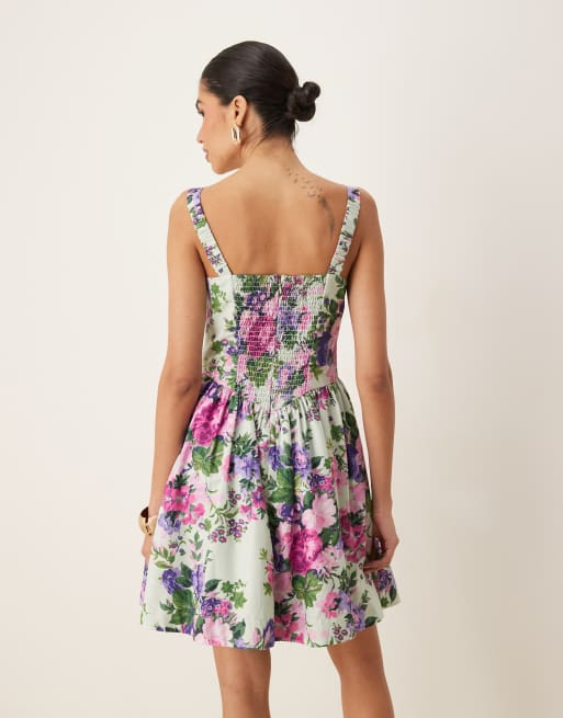 Hope & Ivy a-line strappy corset mini dress in multi floral