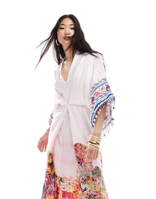 Hope Ivy belted kaftan maxi dress in scenic print