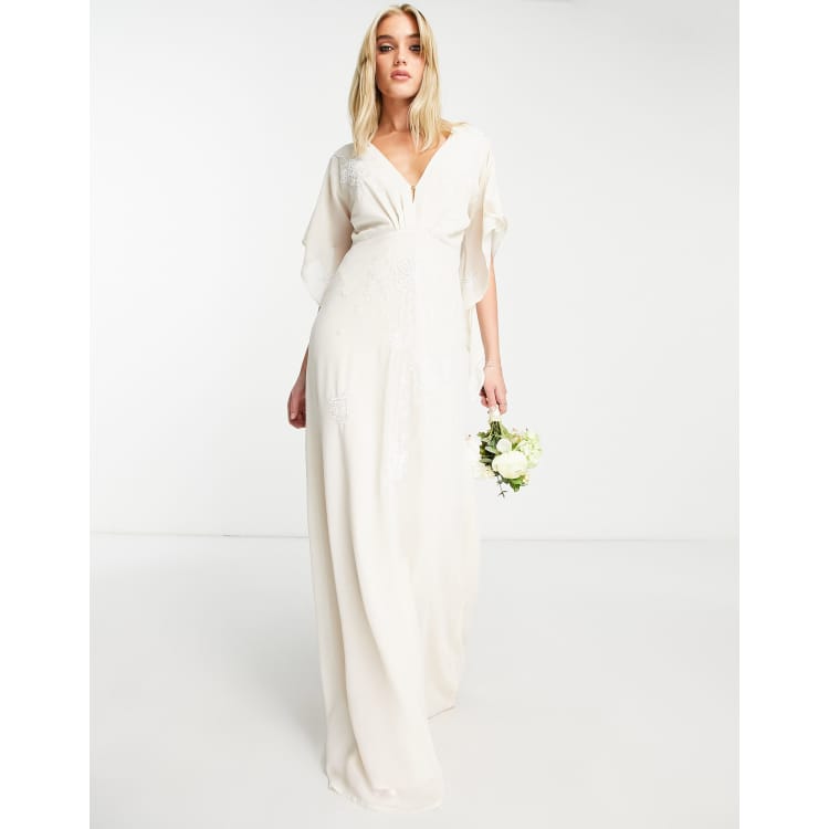 Asos cape shop wedding dress