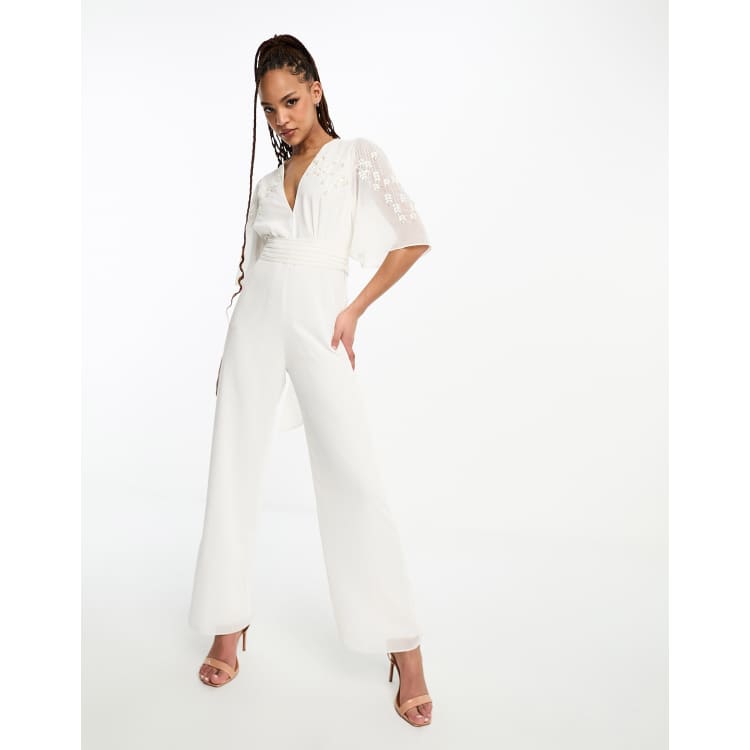 White cheap flowy jumpsuit