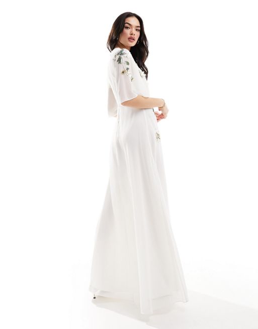 Hope & Ivy Maternity embroidered floral maxi dress in ivory