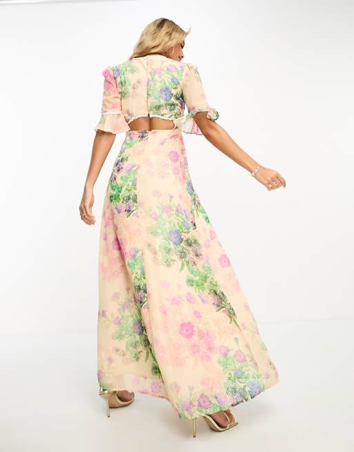 Blush floral hot sale maxi dress