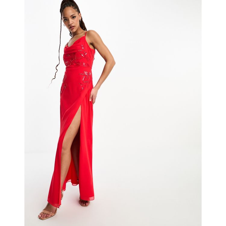 Hope and ivy red maxi cheap dress