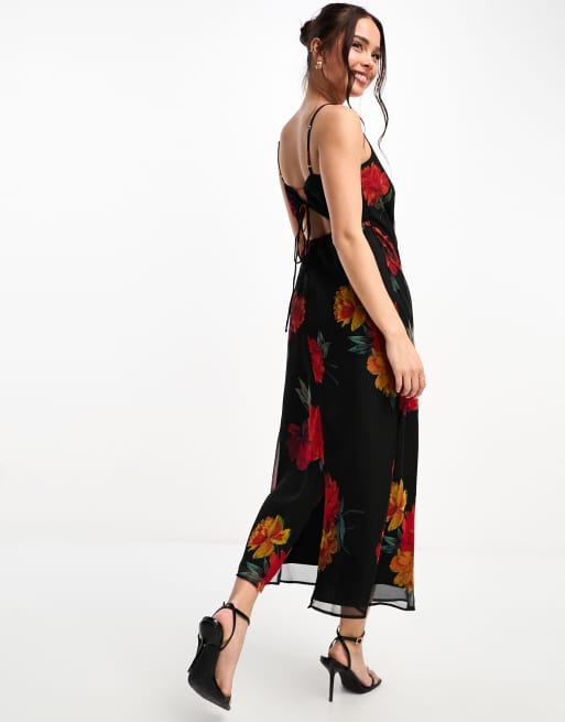 Hope Ivy cowl neck midi dress in red floral