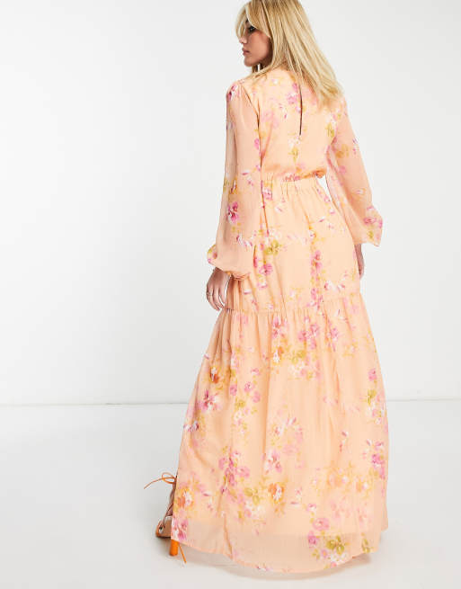 Peach color hot sale maxi dress