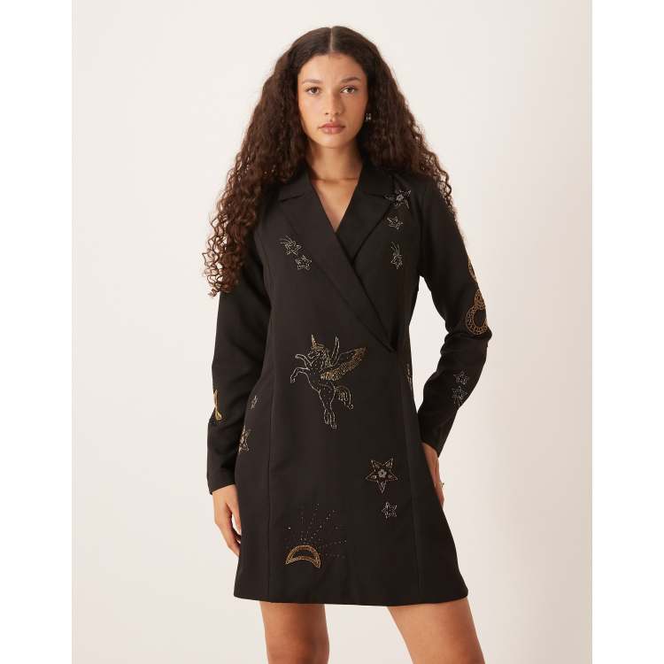 embroidered blazer dress Butterfly embellished mini blazer dress – Chaud Tokyo main image 0