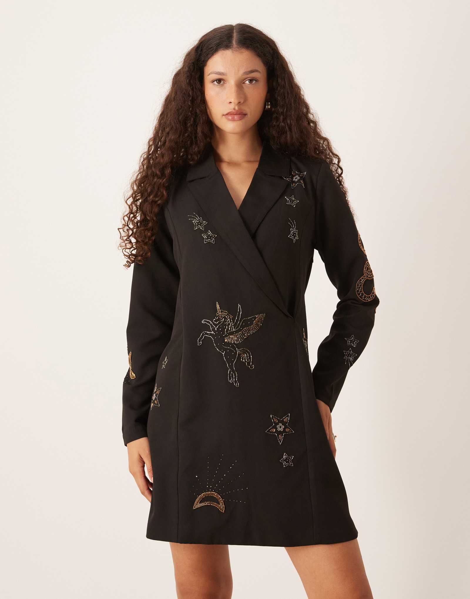 Мини-платье-блейзер Hope &amp; Ivy черного цвета с украшением в виде блейзера