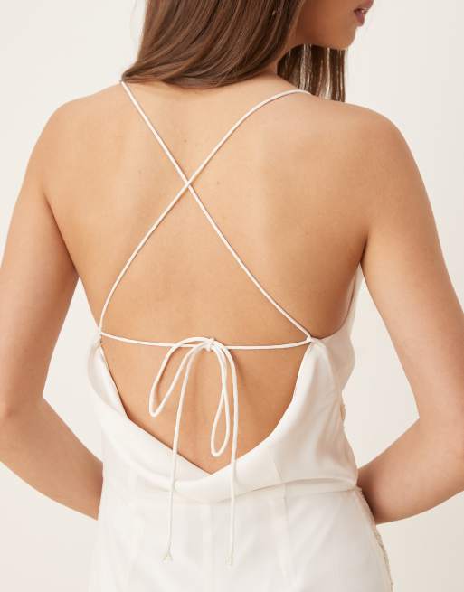 Hope & Ivy embellished cross-back cami maxi dress in ivory, 2 of 4