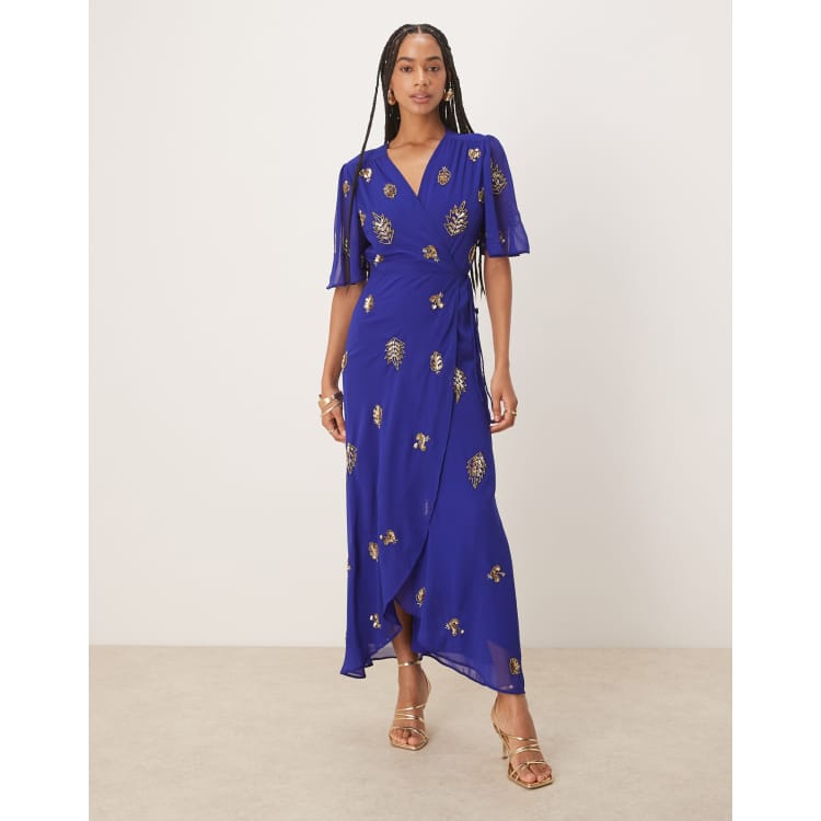 cobalt blue wrap dress Cobalt Principles Wrap Jersey Dress