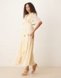 [Hope & Ivy] Hope & Ivy embellished maxi wrap dress in pale buttermilk-Yellow 16 Pale Yellow