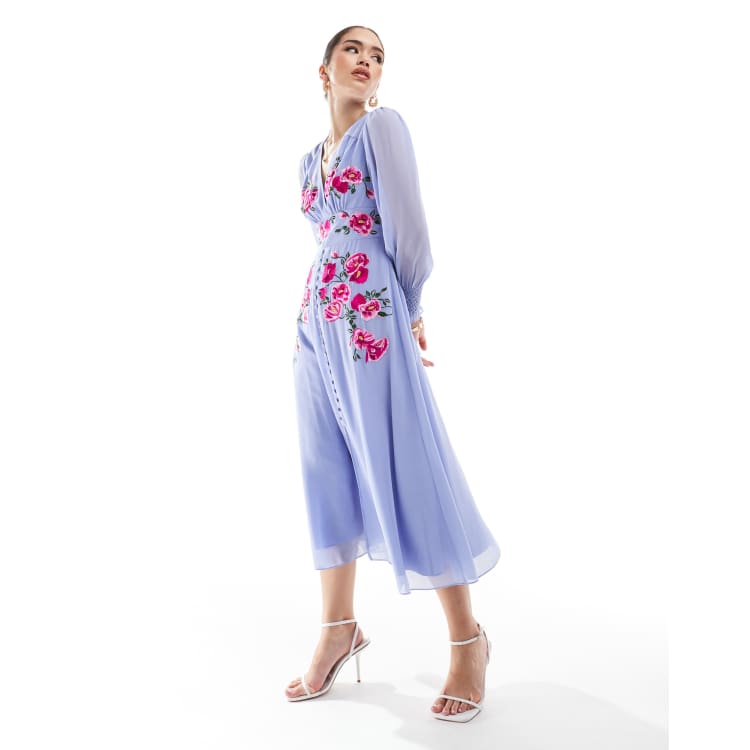 green emerald velvet dress Fairfolk Floral Embroidery Tie Waist Button Down Midi Shirt Dress |  Disturbia