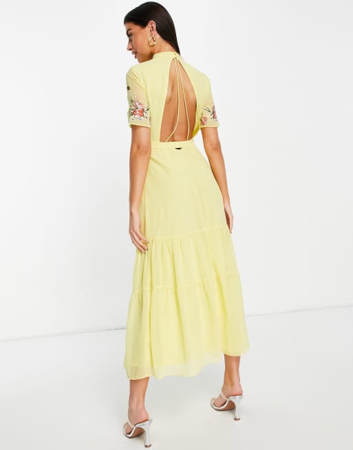 Hope Ivy embroidered maxi dress in yellow