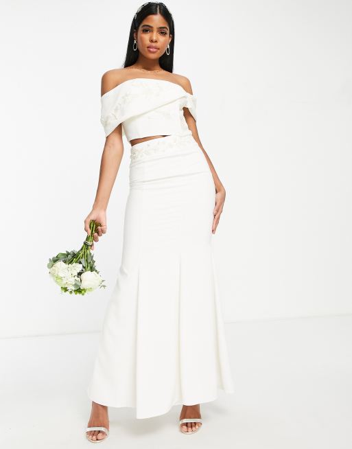 Hope & Ivy - Emma - Gonna lunga da sposa color avorio in coordinato