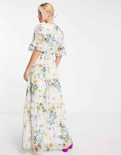 Hope & Ivy - Flora - Robe longue à fleurs - Jaune citron , 2 de 4