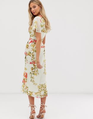 hope and ivy embroidered button front midi dress