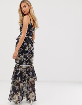 floral fitted maxi dress
