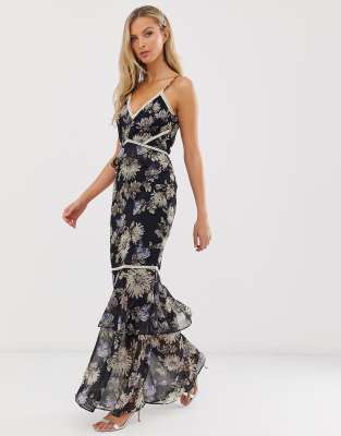 floral fitted maxi dress