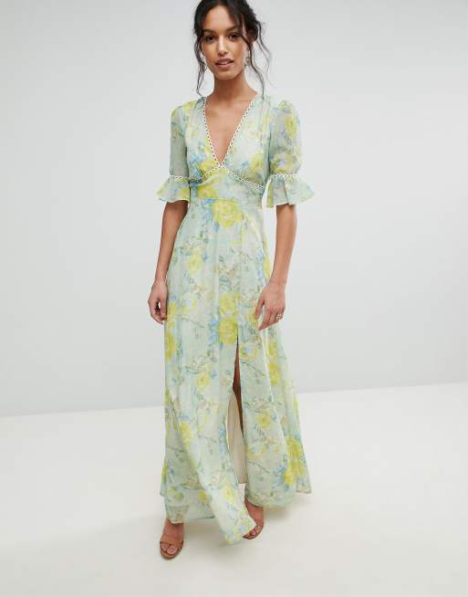 Hope and Ivy | Hope & Ivy Floral Printed Maxi Dress With Thigh Split