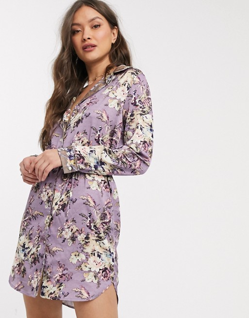 Hope & Ivy floral sleep shirt in lilac