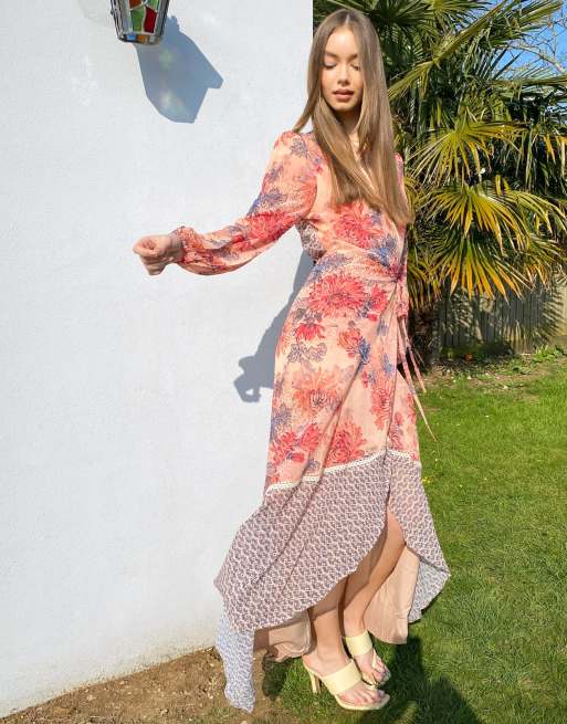 fluted sleeve maxi dress