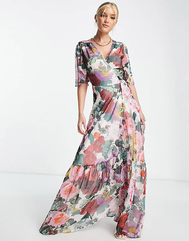 Hope & Ivy - frankie wrap maxi dress in pink