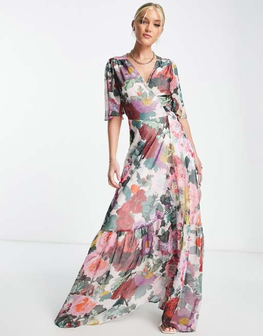 Eso vesícula biliar Arriba Hope & Ivy Frankie wrap maxi dress in pink | ASOS