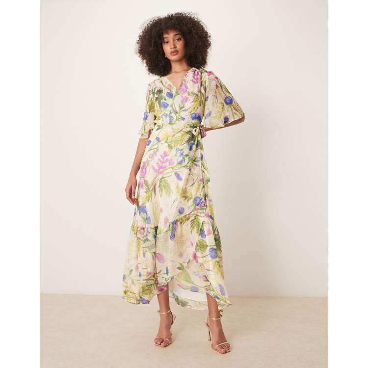 パーティードレス Floral-Print Faux-Wrap Maxi Dress 207958199-1-whitemulti?$n_750w