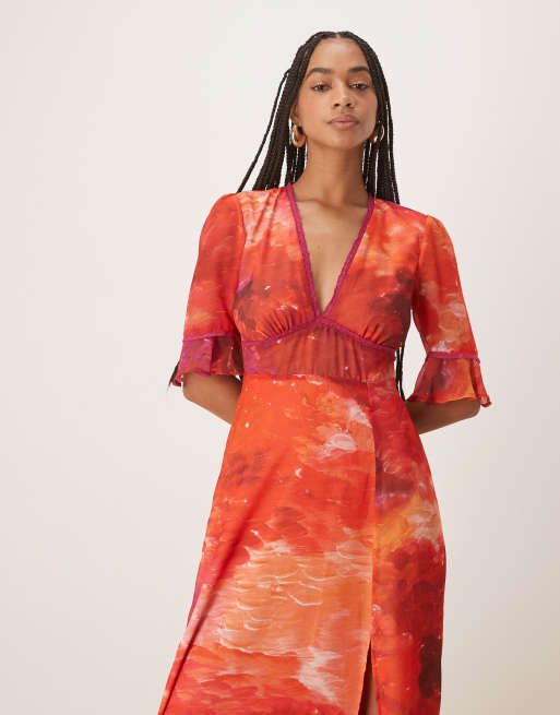 hope and ivy orange dress Hope & Ivy wrap embellished maxi dress in orange
