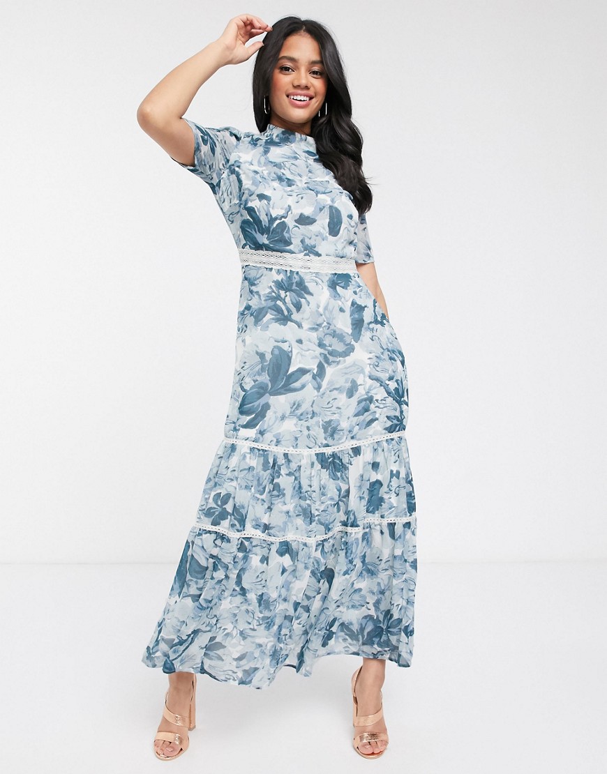 Hope & Ivy - Gelaagde midaxi-jurk met open achterkant en bloemenprint-Multi
