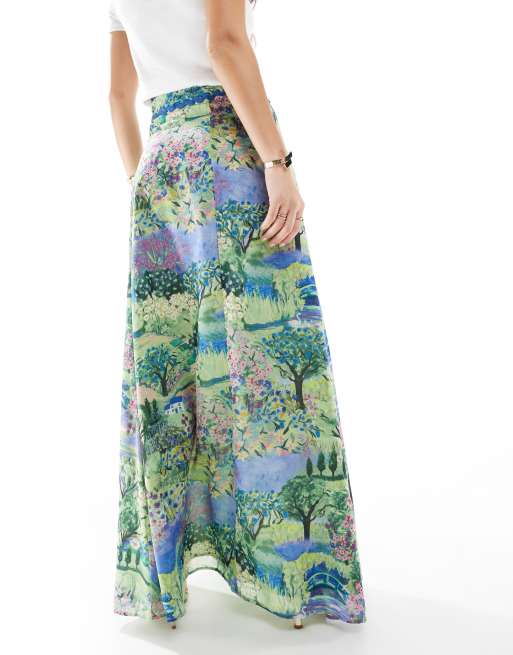 Hope & Ivy - Gonna lunga multicolore a vita alta con spacco sulla coscia, 4 di 5