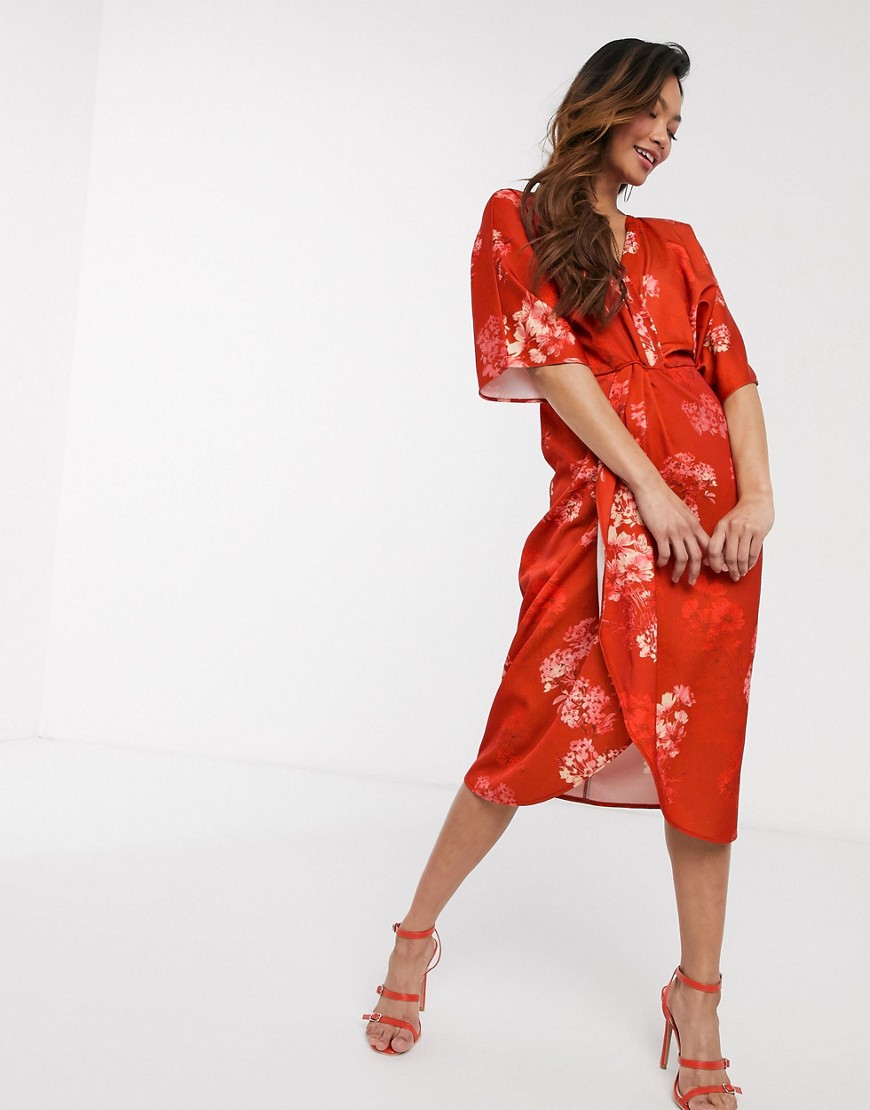 Hope & Ivy - Halflange kimonojurk met bloemenprint-Multi