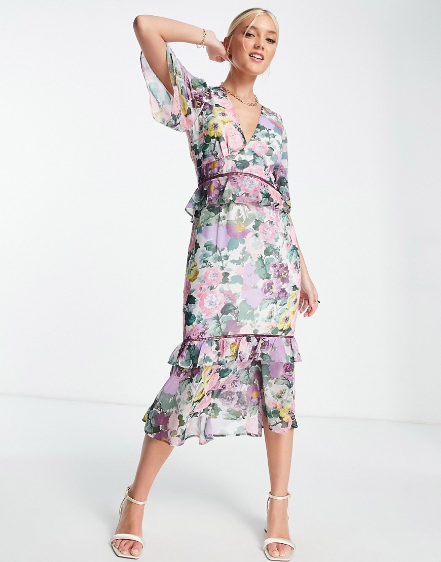 Hope & Ivy Hattie recycled polyester floral dress in pink