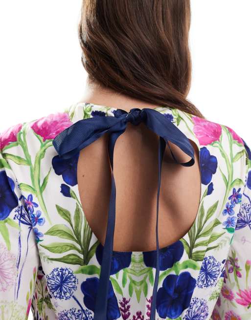 Hope & Ivy high neck maxi dress with bow back in multi, 2 of 4