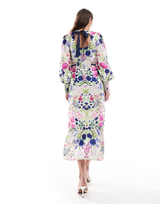 Hope & Ivy high neck maxi dress with bow back in multi, 4 of 4