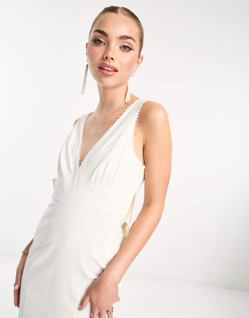 Hope Ivy Ida bridal mini dress with bow back train in ivory
