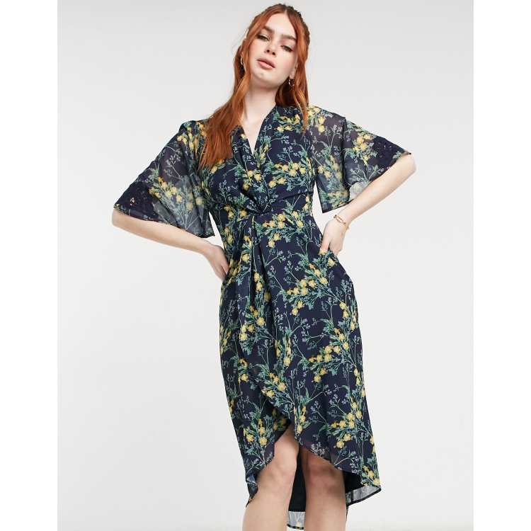 Hope and ivy 2025 knot front midi dress