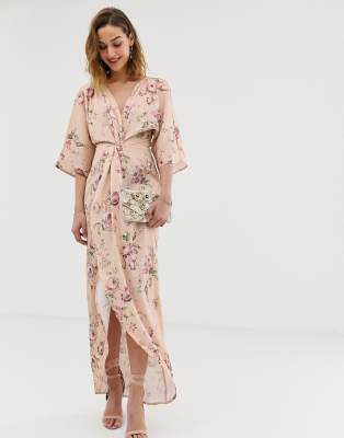 Hope & ivy knot front maxi dress with on sale in multi floral