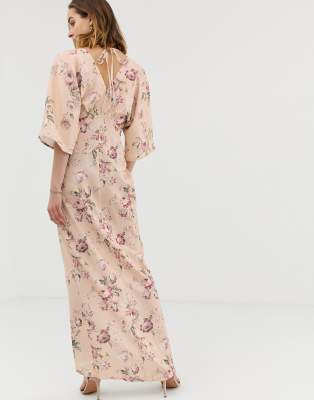 hope & ivy knot front maxi dress with in multi floral