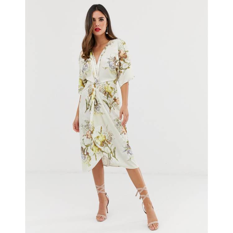 Hope and ivy knot front hot sale midi dress