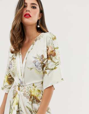hope and ivy knot front midi dress