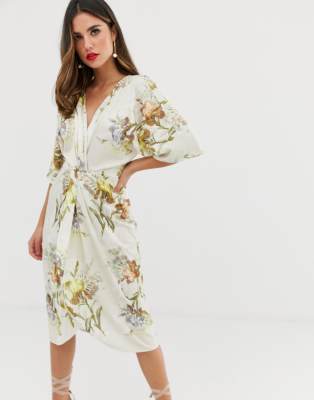 hope and ivy knot front midi dress