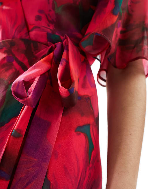 Hope & Ivy - Lange overslagjurk in roze bloemenprint, 2 van 4