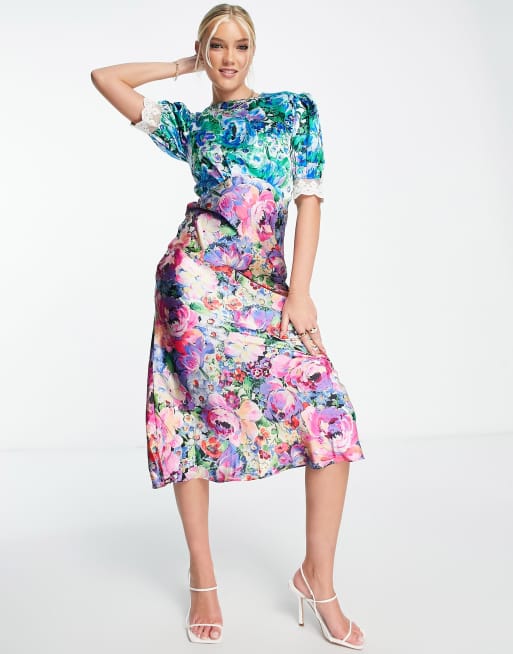 Hope & Ivy - Lia - Jurk met dubbele bloemenprint in verschillende kleuren