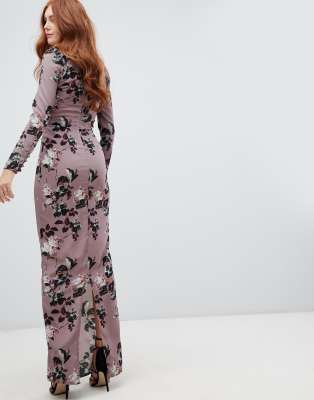 long sleeve button front maxi dress