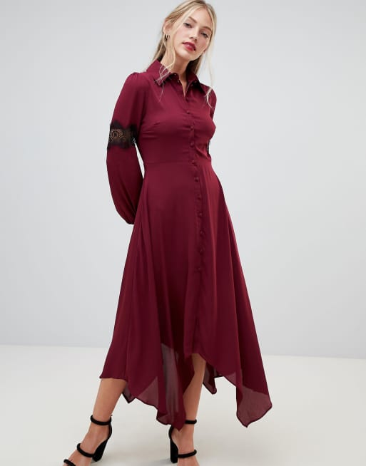 Hope and Ivy Hope Ivy long sleeve dip hem shirt dress  