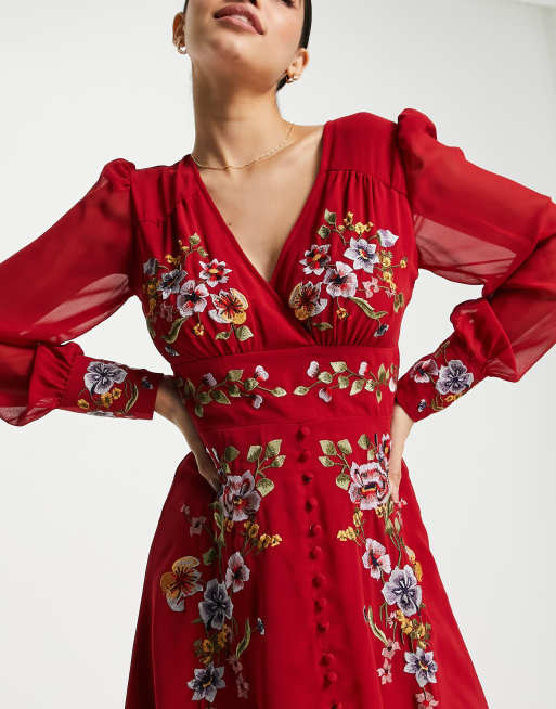 Hope and ivy red floral dress hotsell